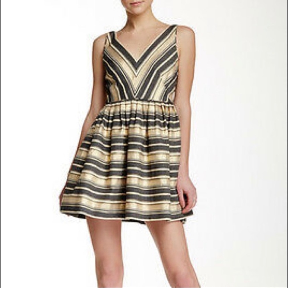 J Crew Gold striped Dress